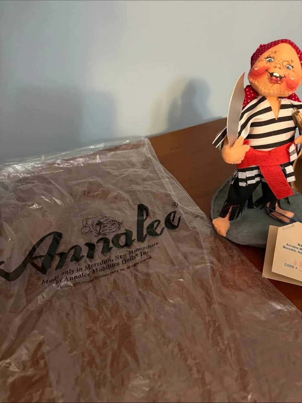 Vintage 1996 ANNALEE Halloween Pirate Trick-or-Treat Figure - Red, Black, White
